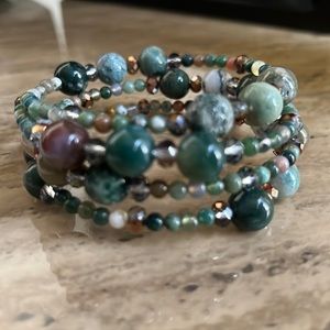 Green beaded wrap bracelet